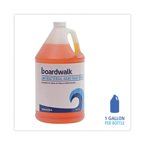 Image of Boardwalk® Antibacterial Liquid Soap Refill, Clean Scent, 1 gal Bottle, 4/Carton