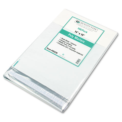 Image of Quality Park Redi-Strip Poly Mailer, #6, Square Flap, Redi-Strip Adhesive Closure, 14 x 19, White, 100/Pack