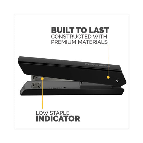 Image of Fellowes® LX820 Classic Full Strip Stapler with Antimicrobial Protection, 20-Sheet Capacity, Black