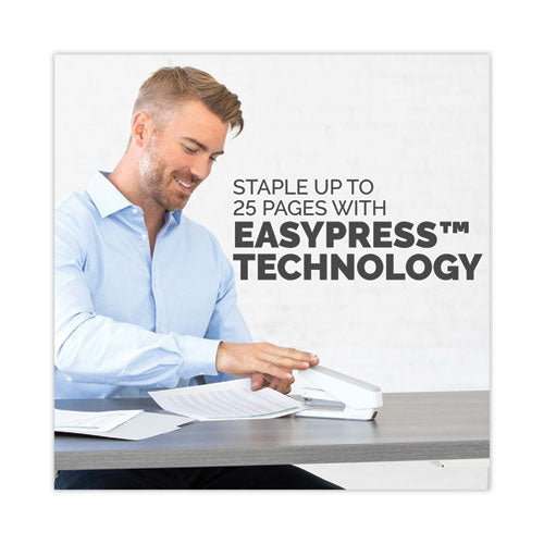 Image of Fellowes® LX850 EasyPress Full Strip Stapler with Antimicrobial Protection, 25-Sheet Capacity, White