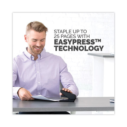 Image of Fellowes® LX840 EasyPress Half Strip Stapler with Antimicrobial Protection, 25-Sheet Capacity, Black
