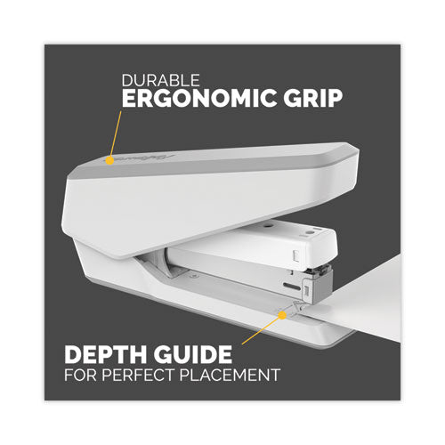 Image of Fellowes® LX850 EasyPress Full Strip Stapler with Antimicrobial Protection, 25-Sheet Capacity, White