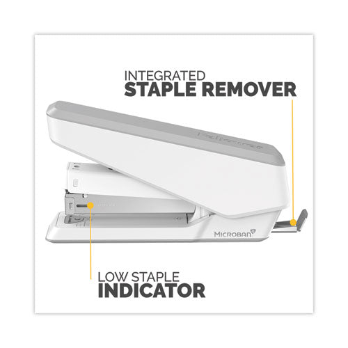 Image of Fellowes® LX850 EasyPress Full Strip Stapler with Antimicrobial Protection, 25-Sheet Capacity, White
