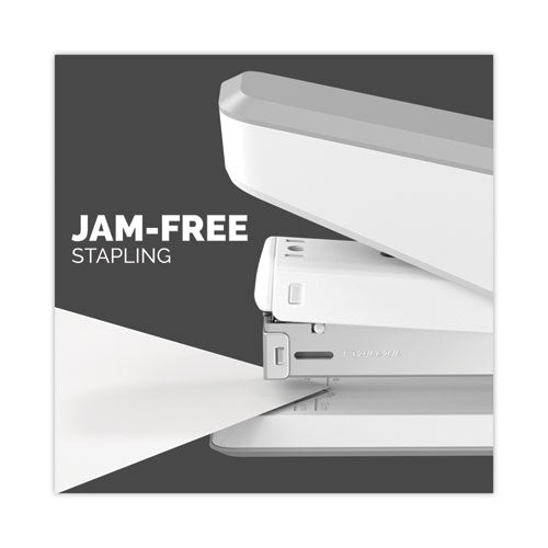 Image of Fellowes® LX850 EasyPress Full Strip Stapler with Antimicrobial Protection, 25-Sheet Capacity, White