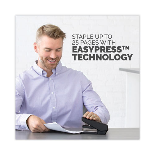 Image of Fellowes® LX850 EasyPress Full Strip Stapler with Antimicrobial Protection, 25-Sheet Capacity, Black