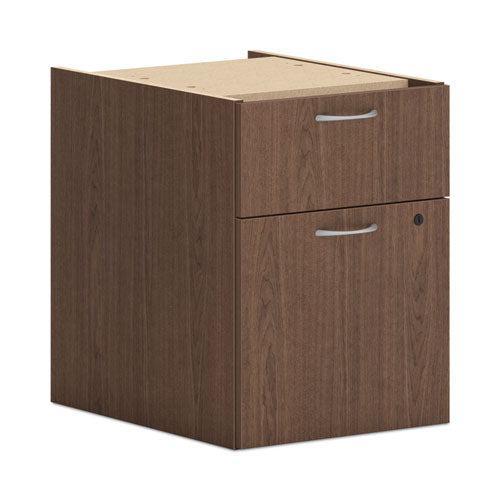 Image of HON® Mod Support Pedestal, Left or Right, 2-Drawers: Box/File, Legal/Letter, Sepia Walnut, 15" x 20" x 20"