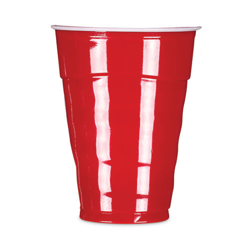 Image of Hefty® Easy Grip Disposable Plastic Party Cups, 9 Oz, Red, 50/pack, 12 Packs/carton