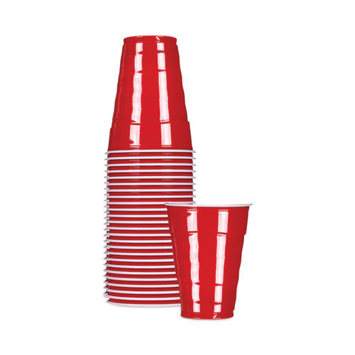 Image of Hefty® Easy Grip Disposable Plastic Party Cups, 9 Oz, Red, 50/pack