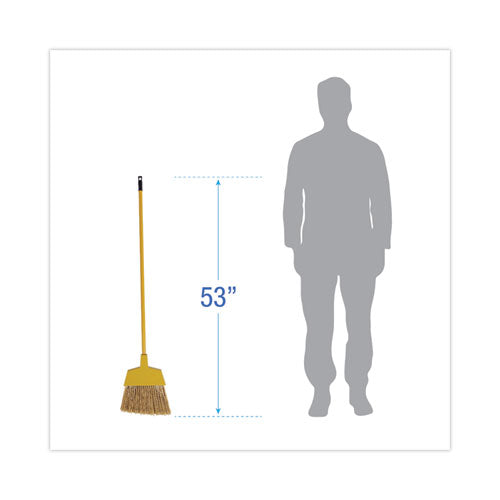 Image of Boardwalk® Poly Bristle Angler Broom, 53" Handle, Yellow, 12/carton
