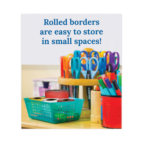 Image of Carson-Dellosa Education Rolled Borders, Scalloped Border, Back to School, 2.25" x 65 ft, Red