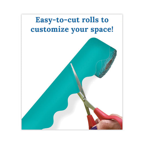Image of Carson-Dellosa Education Rolled Borders, Scalloped Border, Back to School, 2.25" x 65 ft, Teal