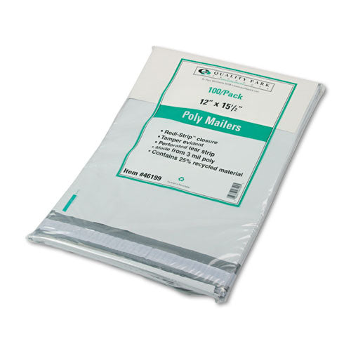 Image of Quality Park Redi-Strip Poly Mailer, #5, Square Flap with Perforated Strip, Redi-Strip Adhesive Closure, 12 x 15.5, White, 100/Pack