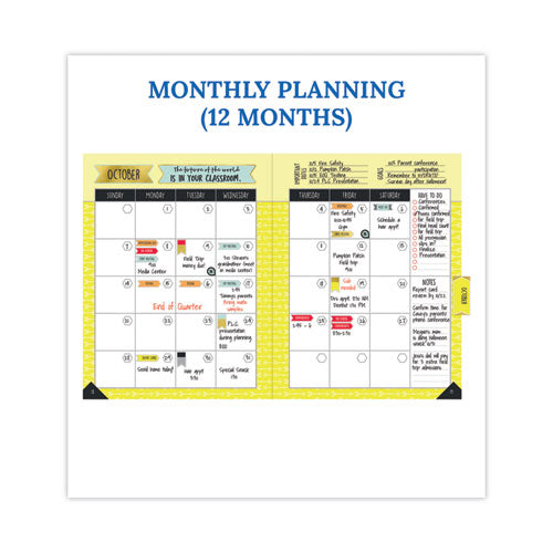 Image of Carson-Dellosa Education Teacher Planner, Weekly/Monthly, Two-Page Spread (Seven Subjects), Two-Page Spread (One Month), 11 x 8.5, Multicolor Cover
