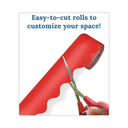Image of Carson-Dellosa Education Rolled Borders, Scalloped Border, Back to School, 2.25" x 65 ft, Red