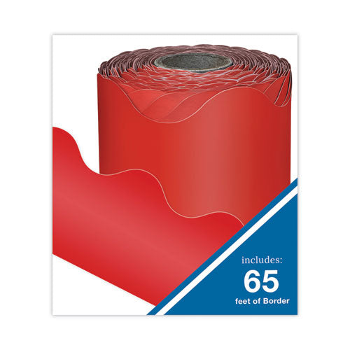 Image of Carson-Dellosa Education Rolled Borders, Scalloped Border, Back to School, 2.25" x 65 ft, Red