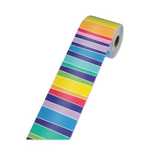 Image of Carson-Dellosa Education Rolled Borders, Straight Border, Back to School: Rainbow, 2.25" x 65 ft, Multicolor