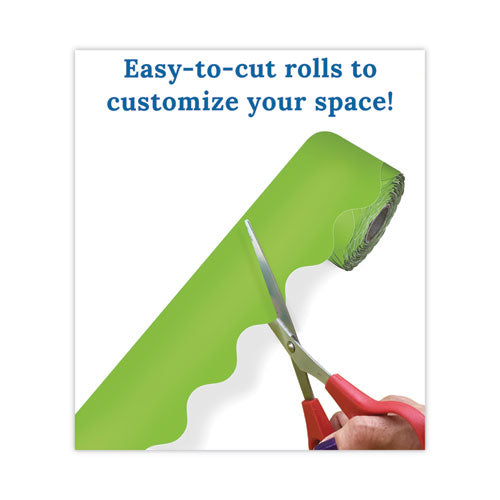 Image of Carson-Dellosa Education Rolled Borders, Scalloped Border, Back to School, 2.25" x 65 ft, Lime