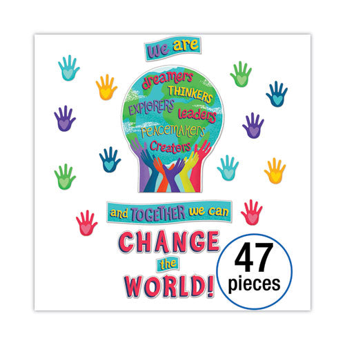 Image of Carson-Dellosa Education Motivational Bulletin Board Sets, 47-Piece Set, One World, 24.7" x 20", Multicolor