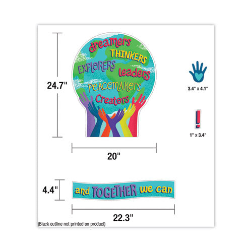 Image of Carson-Dellosa Education Motivational Bulletin Board Sets, 47-Piece Set, One World, 24.7" x 20", Multicolor