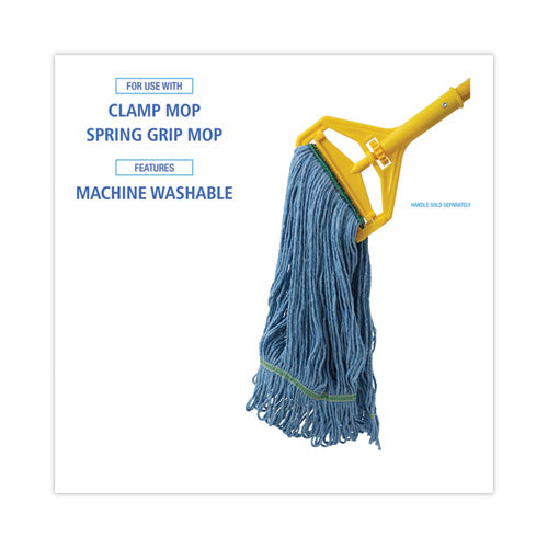 Image of Boardwalk® Super Loop Wet Mop Head, Cotton/synthetic Fiber, 1" Headband, Medium Size, Blue, 12/carton
