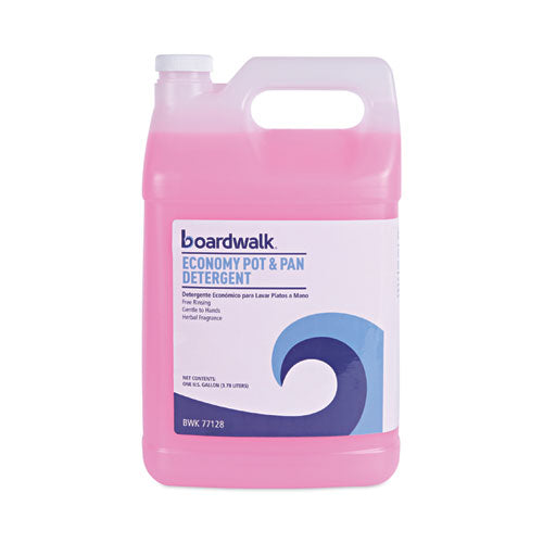 Image of Boardwalk® Industrial Strength Pot and Pan Hand Dishwashing Detergent, Herbal Scent, 1 gal Bottle, 4/Carton