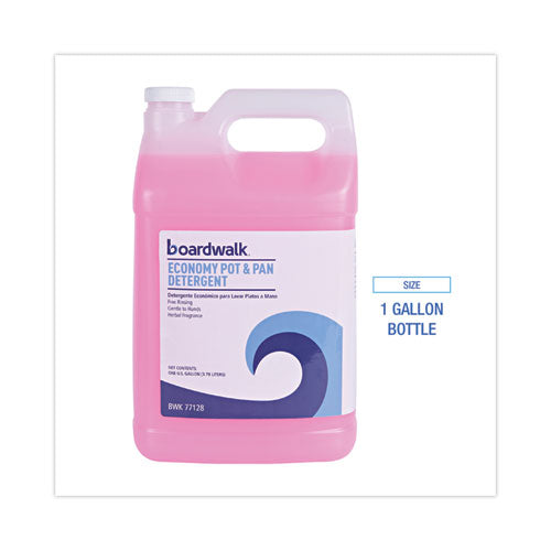 Image of Boardwalk® Industrial Strength Pot and Pan Hand Dishwashing Detergent, Herbal Scent, 1 gal Bottle, 4/Carton