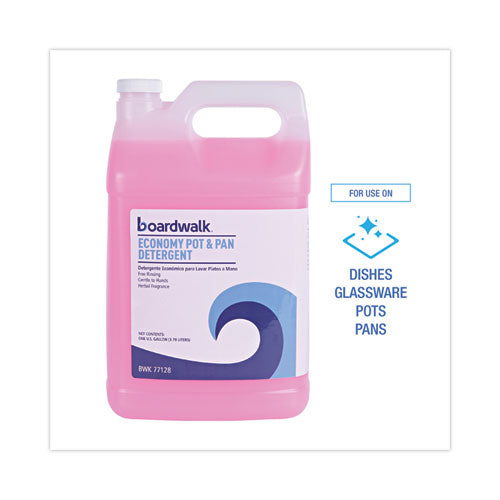 Image of Boardwalk® Industrial Strength Pot and Pan Hand Dishwashing Detergent, Herbal Scent, 1 gal Bottle, 4/Carton