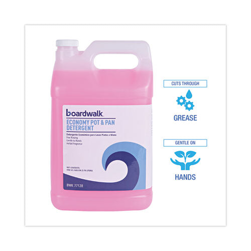 Image of Boardwalk® Industrial Strength Pot and Pan Hand Dishwashing Detergent, Herbal Scent, 1 gal Bottle, 4/Carton