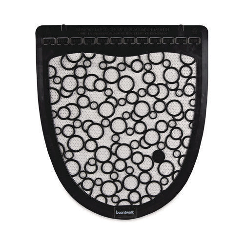 Image of Boardwalk® Disposable Urinal Floor Mat 2.0, Slip-Resistant Rubber, 17.5 x 20, Black/White, 6/Carton