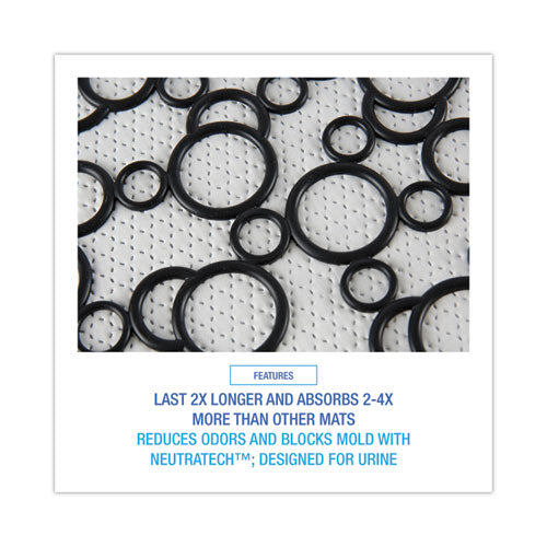 Image of Boardwalk® Disposable Urinal Floor Mat 2.0, Slip-Resistant Rubber, 17.5 x 20, Black/White, 6/Carton