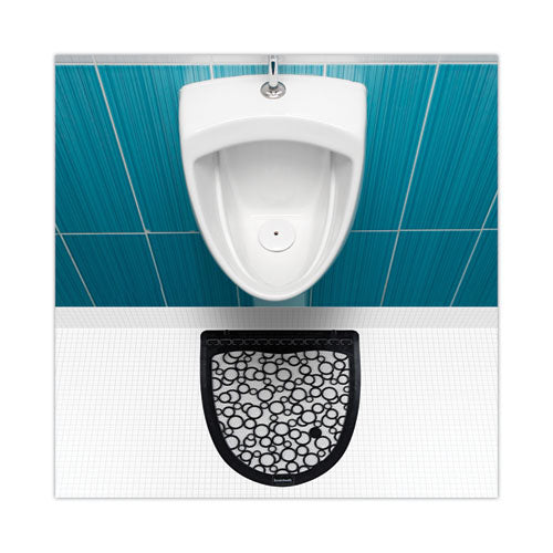 Image of Boardwalk® Disposable Urinal Floor Mat 2.0, Slip-Resistant Rubber, 17.5 x 20, Black/White, 6/Carton
