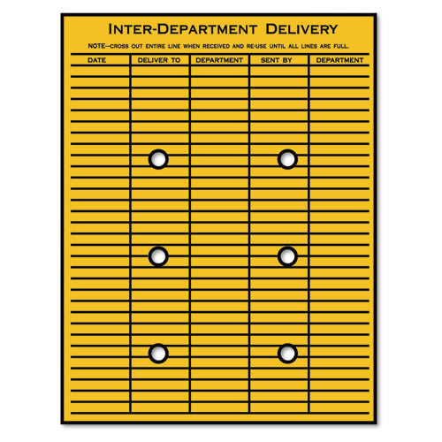 Image of Quality Park Brown Kraft String/Button Interoffice Envelope, #97, Two-Sided Five-Column Format, 52-Entries, 10 x 13, Brown Kraft, 100/CT