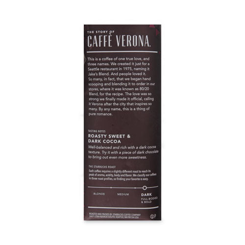 Image of Starbucks® Coffee, Caffe Verona, 2.5 Oz Packet, 18/box
