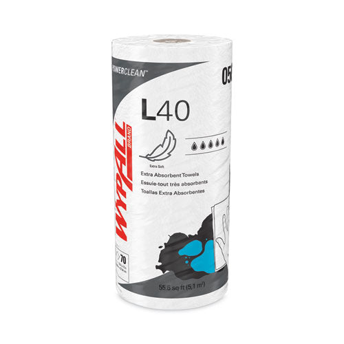 Image of WypAll® L40 Towels, Small Roll, 10.4 x 11, White, 70/Roll, 24 Rolls/Carton