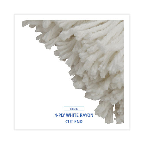 Image of Boardwalk® Cut-End Lie-Flat Mop Head, Rayon, 16oz, White, 12/carton