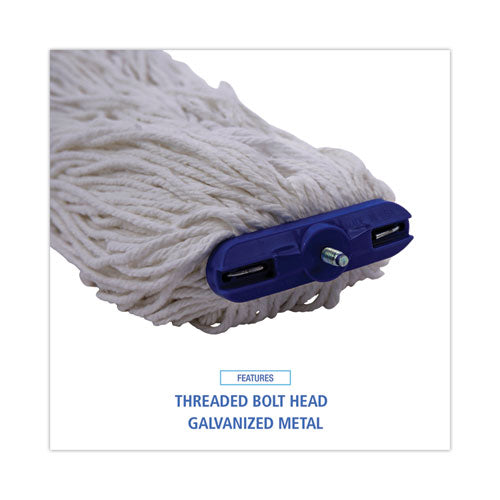 Image of Boardwalk® Cut-End Lie-Flat Mop Head, Rayon, 16oz, White, 12/carton
