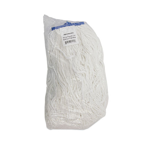Image of Boardwalk® Cut-End Lie-Flat Mop Head, Rayon, 16oz, White, 12/carton