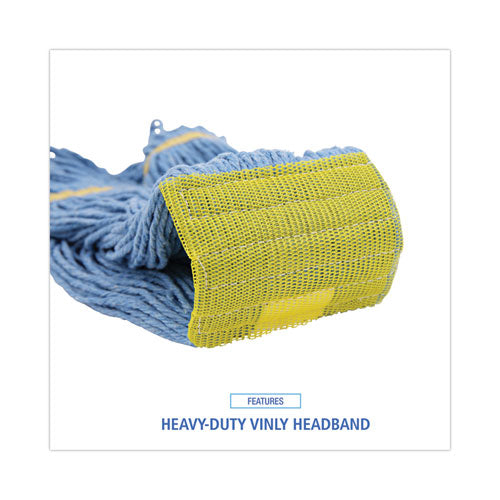 Image of Boardwalk® Super Loop Wet Mop Head, Cotton/synthetic Fiber, 5" Headband, Small Size, Blue, 12/carton