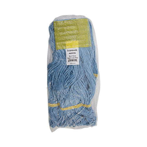 Image of Boardwalk® Super Loop Wet Mop Head, Cotton/synthetic Fiber, 5" Headband, Small Size, Blue, 12/carton