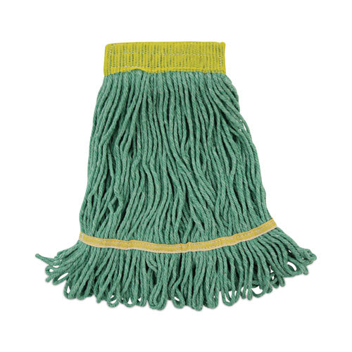 Image of Boardwalk® Super Loop Wet Mop Head, Cotton/synthetic Fiber, 5" Headband, Small Size, Green, 12/carton