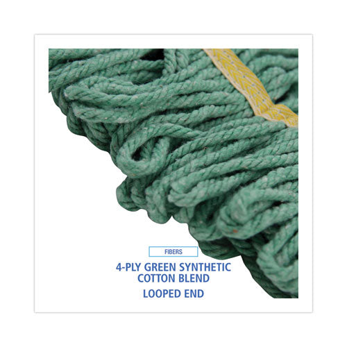 Image of Boardwalk® Super Loop Wet Mop Head, Cotton/synthetic Fiber, 5" Headband, Small Size, Green, 12/carton