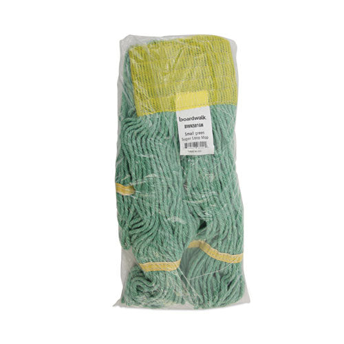 Image of Boardwalk® Super Loop Wet Mop Head, Cotton/synthetic Fiber, 5" Headband, Small Size, Green, 12/carton