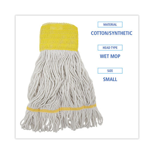 Image of Boardwalk® Super Loop Wet Mop Head, Cotton/synthetic Fiber, 5" Headband, Small Size, White, 12/carton