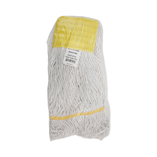 Image of Boardwalk® Super Loop Wet Mop Head, Cotton/synthetic Fiber, 5" Headband, Small Size, White, 12/carton