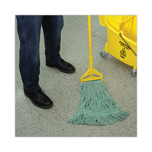 Image of Boardwalk® Narrowband Looped-End Mop Head, Premium Standard Head, Cotton/Rayon Fiber, Medium, Green, 12/Carton