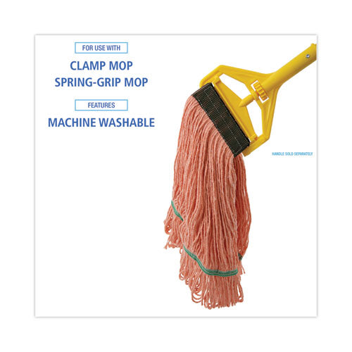 Image of Boardwalk® Super Loop Wet Mop Head, Cotton/synthetic Fiber, 5" Headband, Medium Size, Orange, 12/carton
