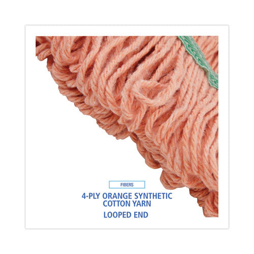 Image of Boardwalk® Super Loop Wet Mop Head, Cotton/synthetic Fiber, 5" Headband, Medium Size, Orange, 12/carton