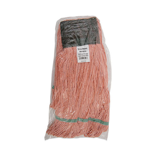 Image of Boardwalk® Super Loop Wet Mop Head, Cotton/synthetic Fiber, 5" Headband, Medium Size, Orange, 12/carton