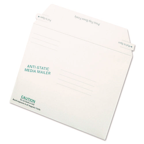 Image of Quality Park Antistatic Fiberboard Disk CD/DVD Mailer, Cheese Blade Flap, Redi-Strip Adhesive Closure, 6 x 8.63, White, 25/Box