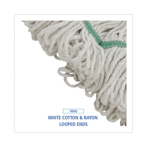 Image of Boardwalk® Narrowband Looped-End Mop Head, Premium Standard Head, Cotton/Rayon Fiber, Medium, White